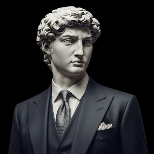 Buste de David sur fond bleu