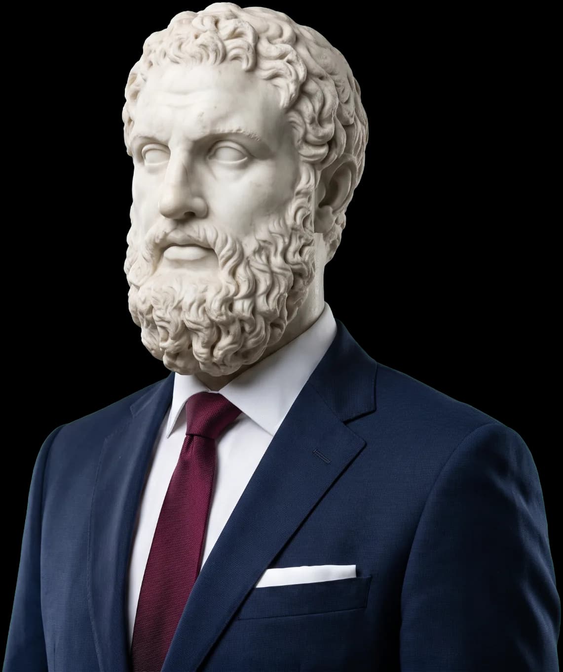 Heracles in a suit, calm gaze